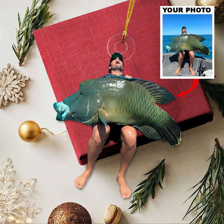 Giant Ocean Trophy - Personalized Photo Mica Ornament - Christmas Gift For Fishing Lovers