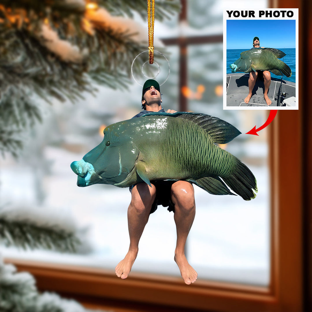 Giant Ocean Trophy - Personalized Photo Mica Ornament - Christmas Gift For Fishing Lovers
