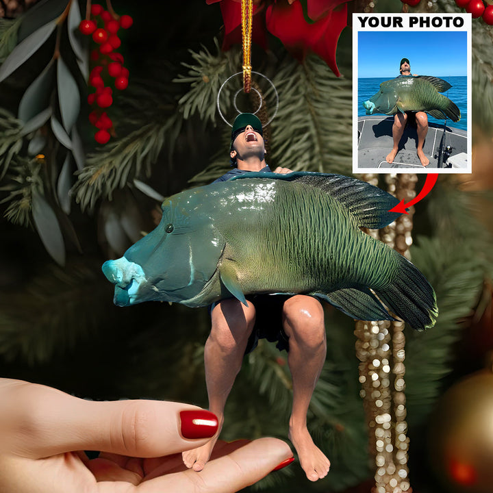 Giant Ocean Trophy - Personalized Photo Mica Ornament - Christmas Gift For Fishing Lovers