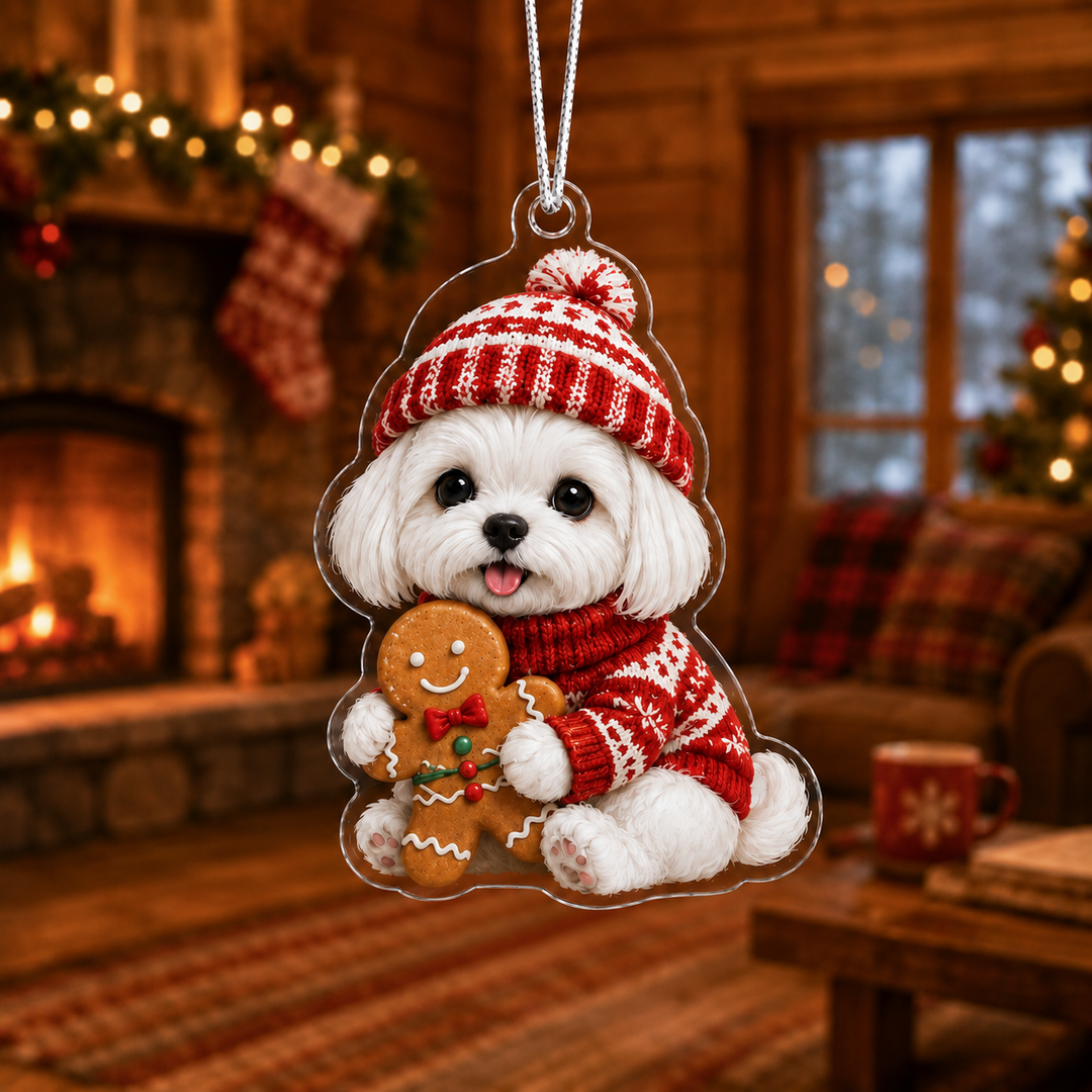 Gingerbread Maltese Mica Ornament NCU0NT085