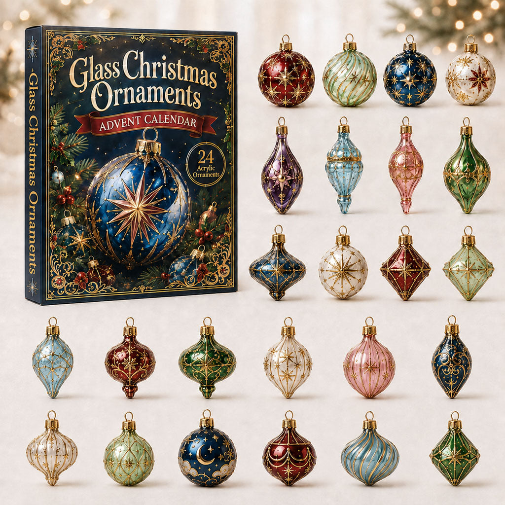 CHRISTMAS KICKOFF 40% OFF - Glass Christmas Advent Calendar 2026 - 24-Day Festive Countdown, Acrylic Charms Blind Box - Gift For Christmas Lovers AC0NT026