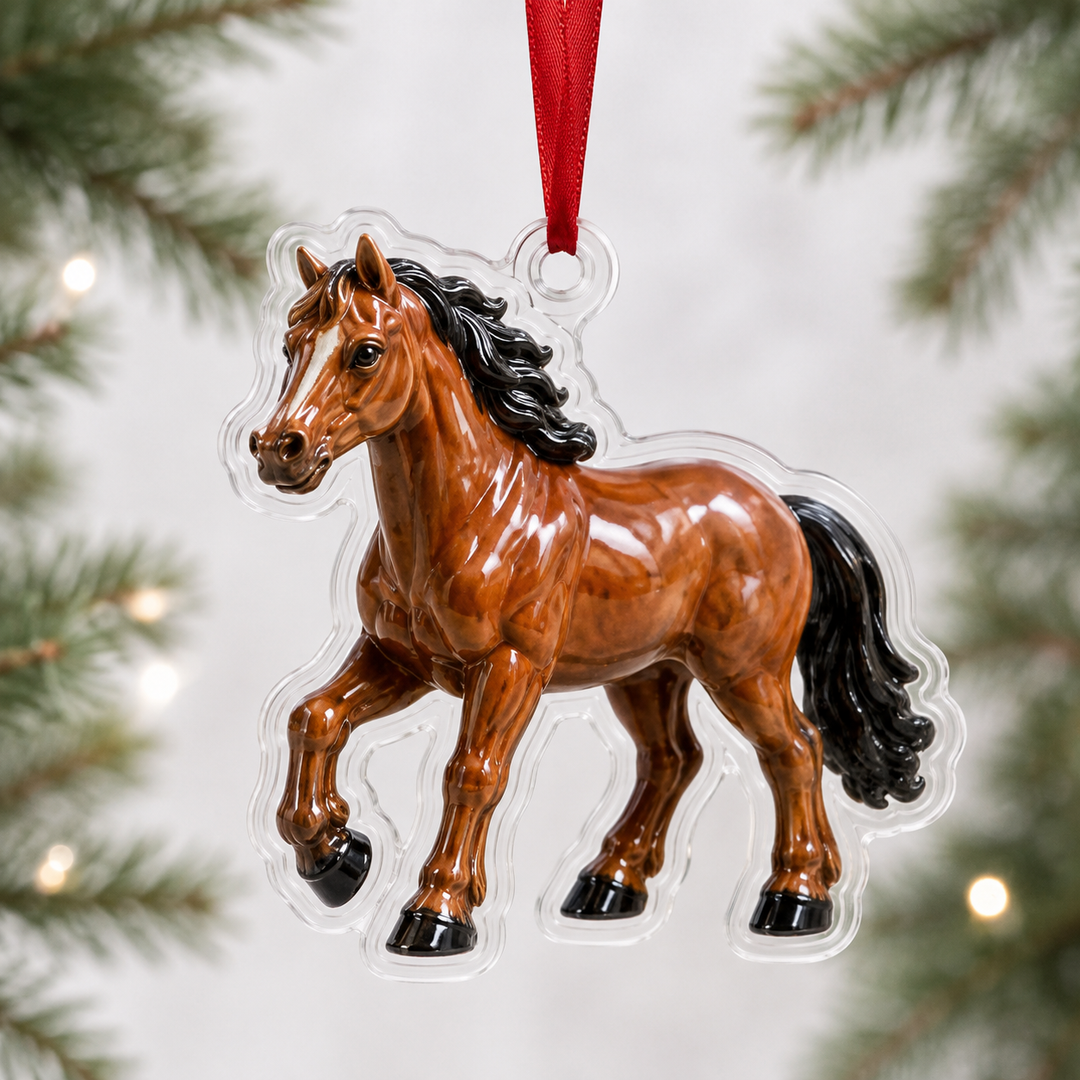 Glossy Brown Horse Mica Ornament NCU0NT036