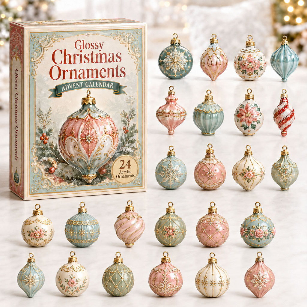 CHRISTMAS KICKOFF 40% OFF - Glossy Christmas Advent Calendar 2026 - 24-Day Festive Countdown, Acrylic Charms Blind Box - Gift For Christmas Lovers AC0NT029