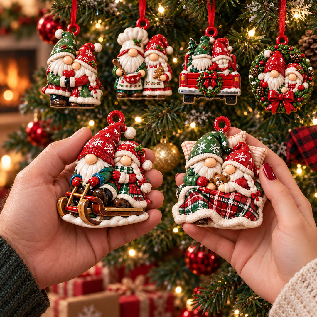 Gnome Couple Holiday Acrylic Ornament Gift Set NCU0HT165