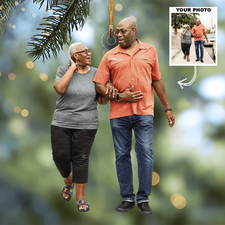 Golden Days - Personalized Photo Mica Ornament - Gift For Couple, Family, Family Members