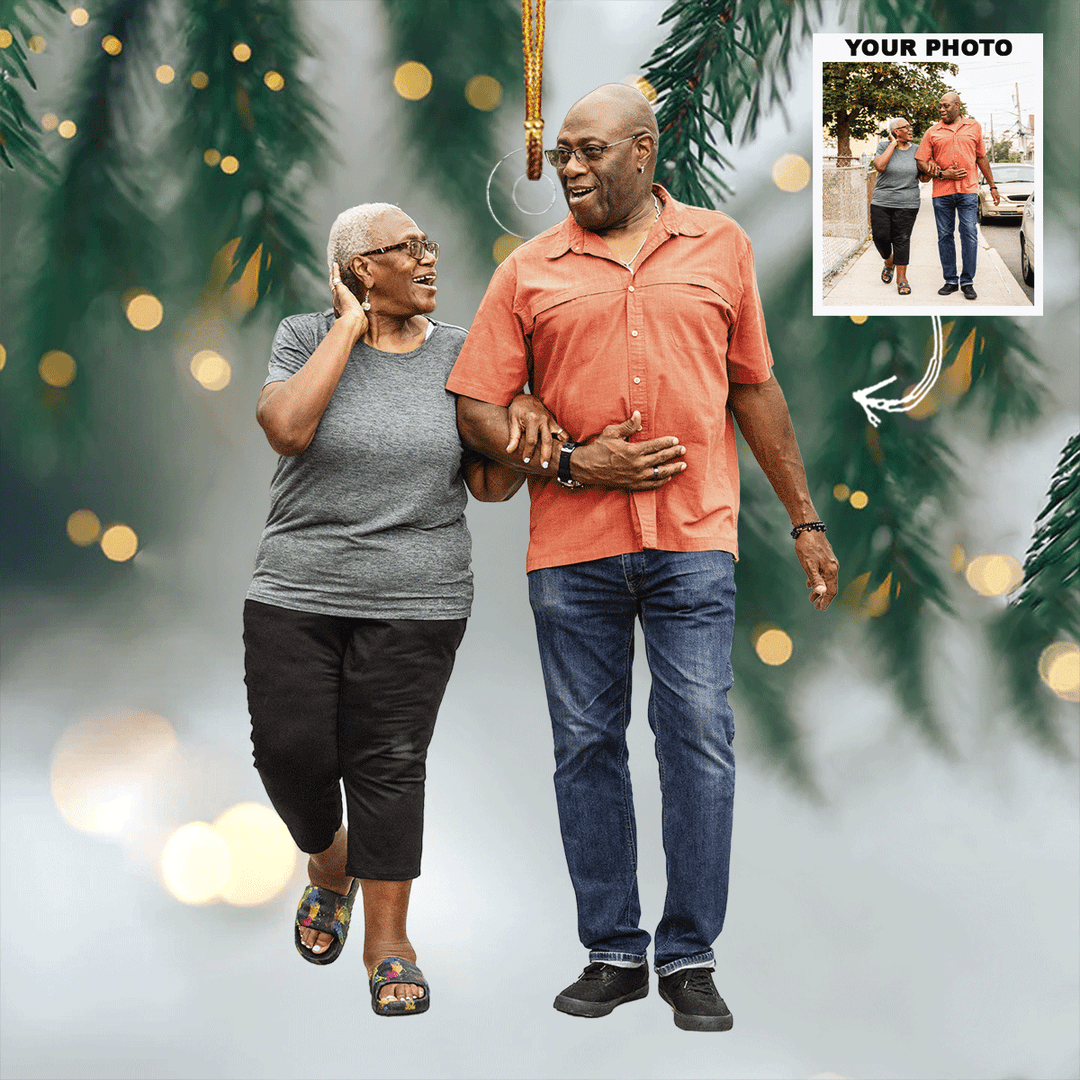 Golden Days - Personalized Photo Mica Ornament - Gift For Couple, Family, Family Members