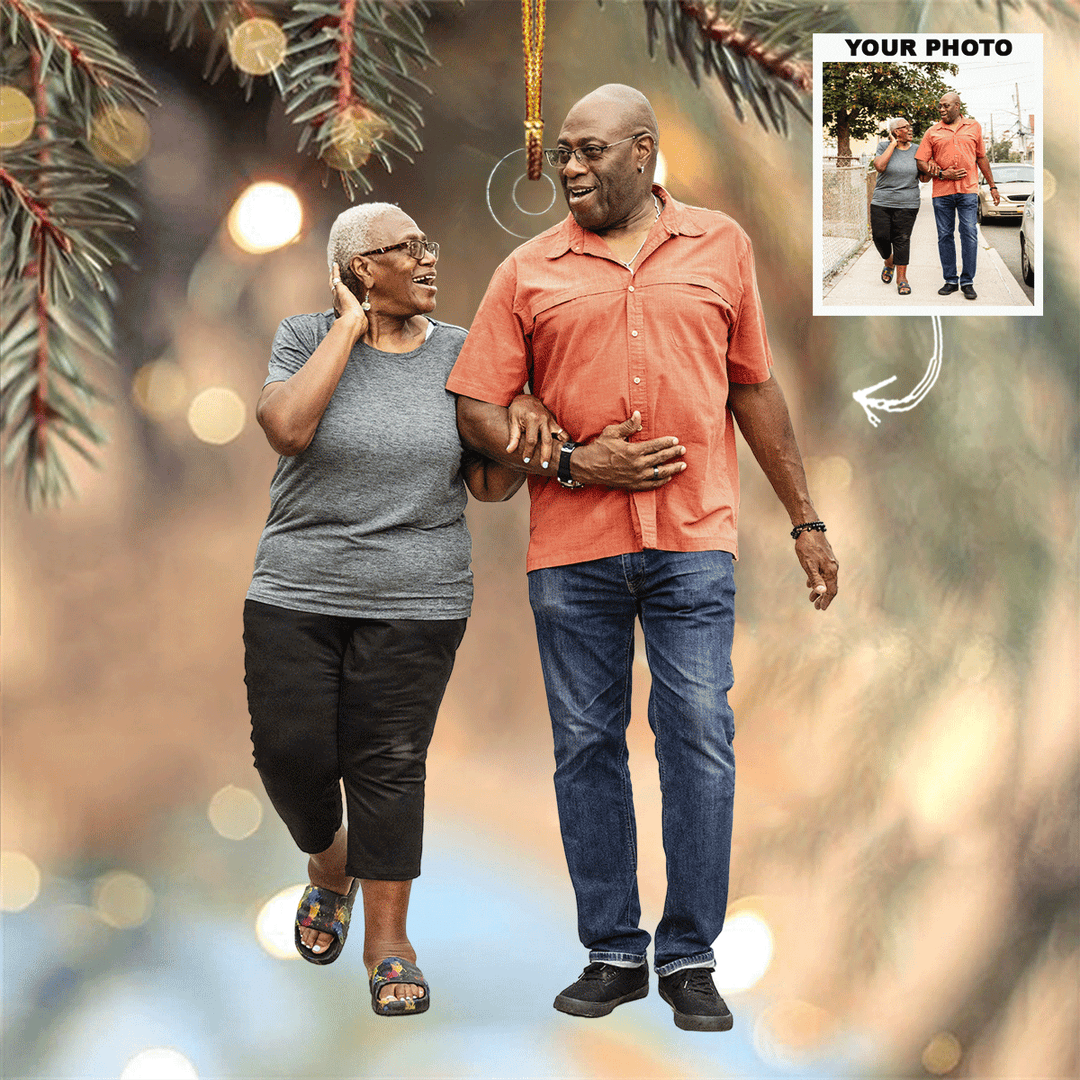 Golden Days - Personalized Photo Mica Ornament - Gift For Couple, Family, Family Members