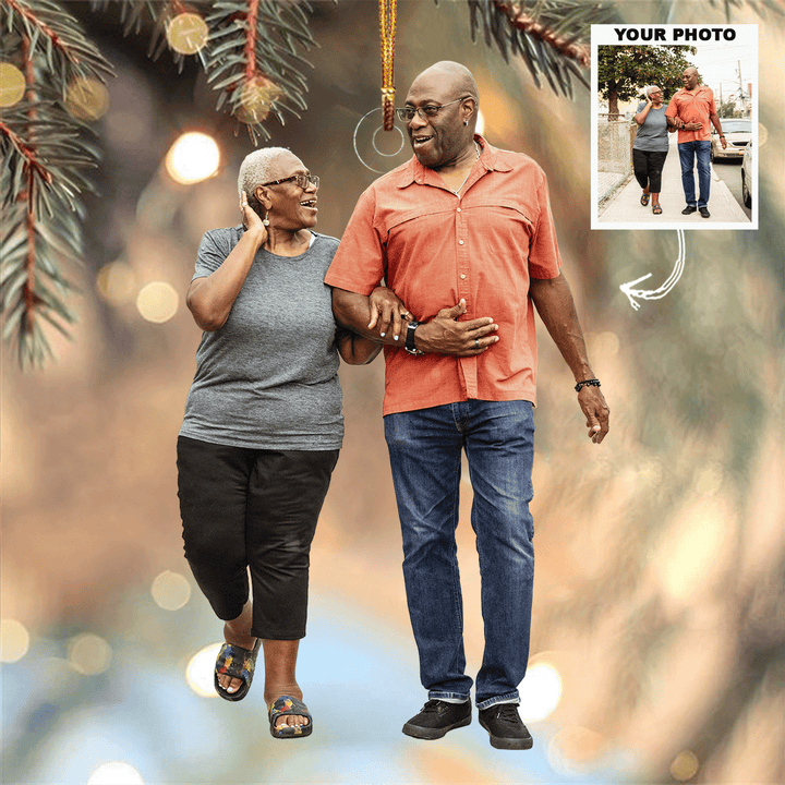 Golden Days - Personalized Photo Mica Ornament - Gift For Couple, Family, Family Members