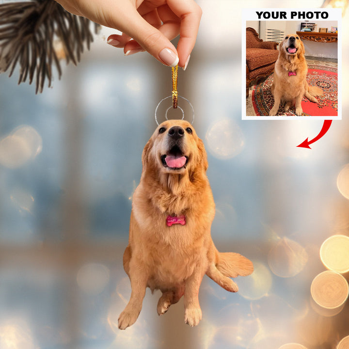 Golden Paw Joy - Personalized Photo Mica Ornament - Christmas Gift For Pet Lovers