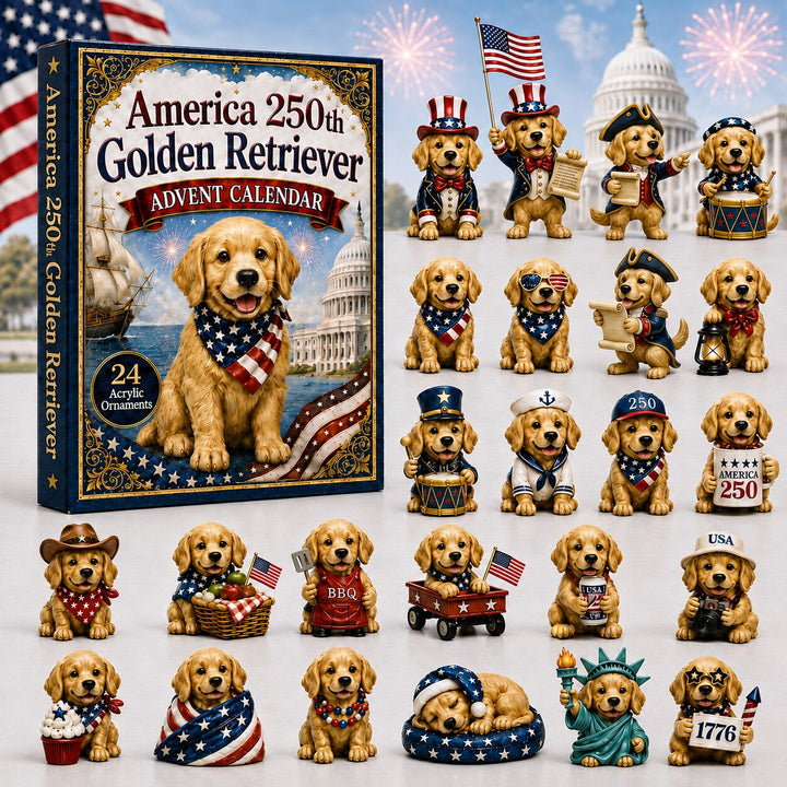 CHRISTMAS KICKOFF 40% OFF - Golden Retriever Advent Calendar 2026 - 24-Day Festive Countdown, Acrylic Charms Blind Box - Gift For Dog Lovers