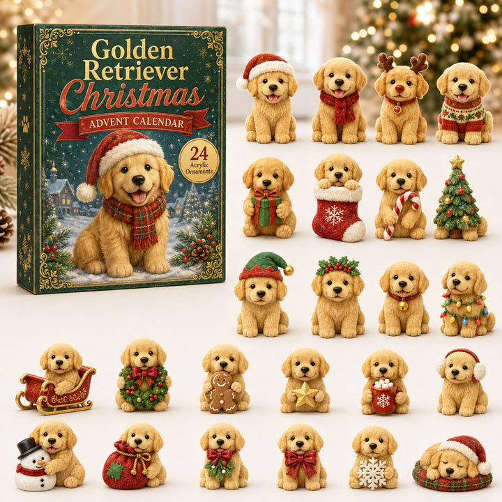 CHRISTMAS KICKOFF 40% OFF - Golden Retriever Christmas Advent Calendar 2026 - 24-Day Festive Countdown, Acrylic Charms Blind Box - Gift For Golden Retriever Lovers AC0HA007