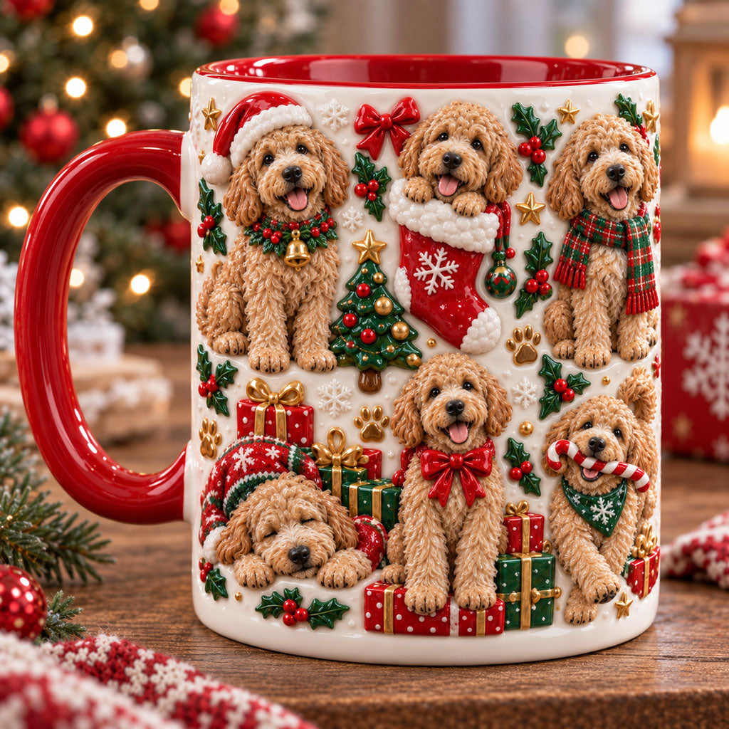Goldendoodle Christmas 3D Effect Printed Accent Mug NCU0NT130