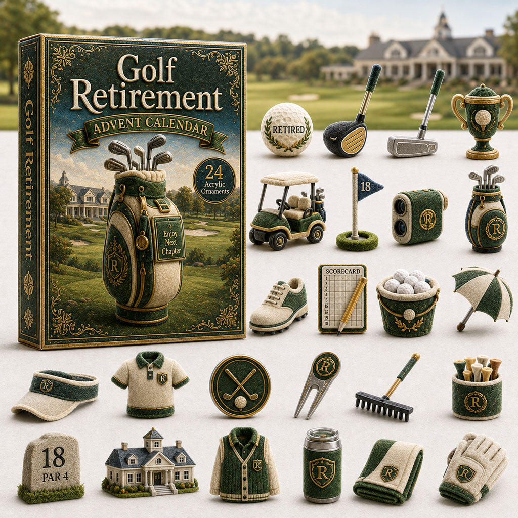 CHRISTMAS KICKOFF 40% OFF - Golf Retirement Advent Calendar 2026 - 24-Day Festive Countdown, Acrylic Charms Blind Box - Gift For Golf Lovers AC0HA042