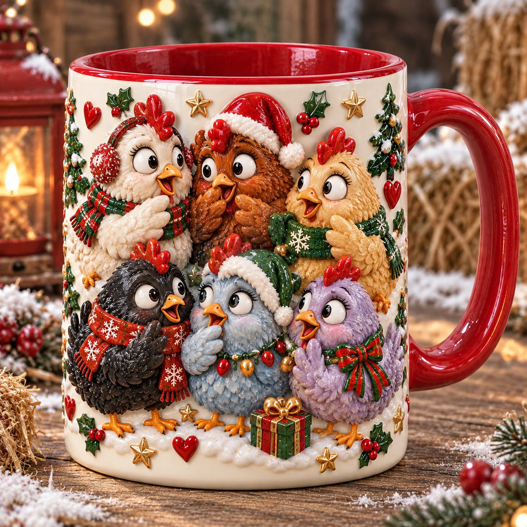 Gossip Hens Club Christmas 3D Effect Printed Accent Mug NCU0HT212