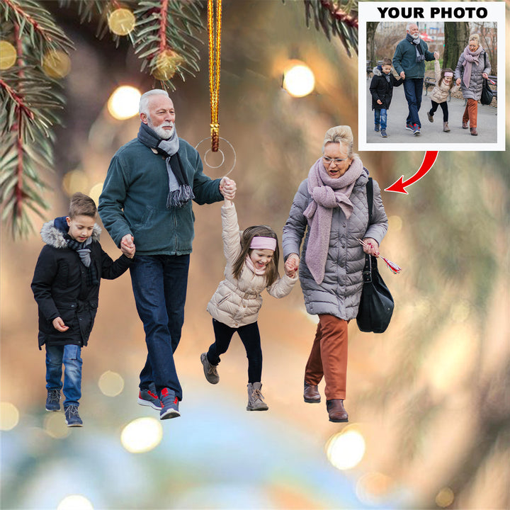 Forever Family - Personalized Photo Mica Ornament - Christmas Gift For Family, Family Members