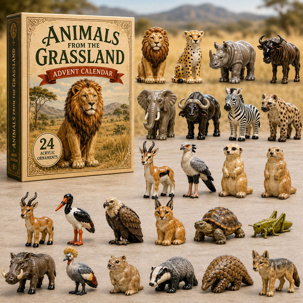 CHRISMAST KICKOFF 40% OFF - Grassland Animals World Advent Calendar 2026 - 24-Day Festive Countdown, Acrylic Charms Blind Box - Gift For Animal Lovers AC0TM195