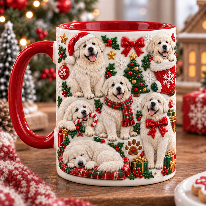 Great Pyrenees Christmas 3D Effect Printed Accent Mug NCU0NT131
