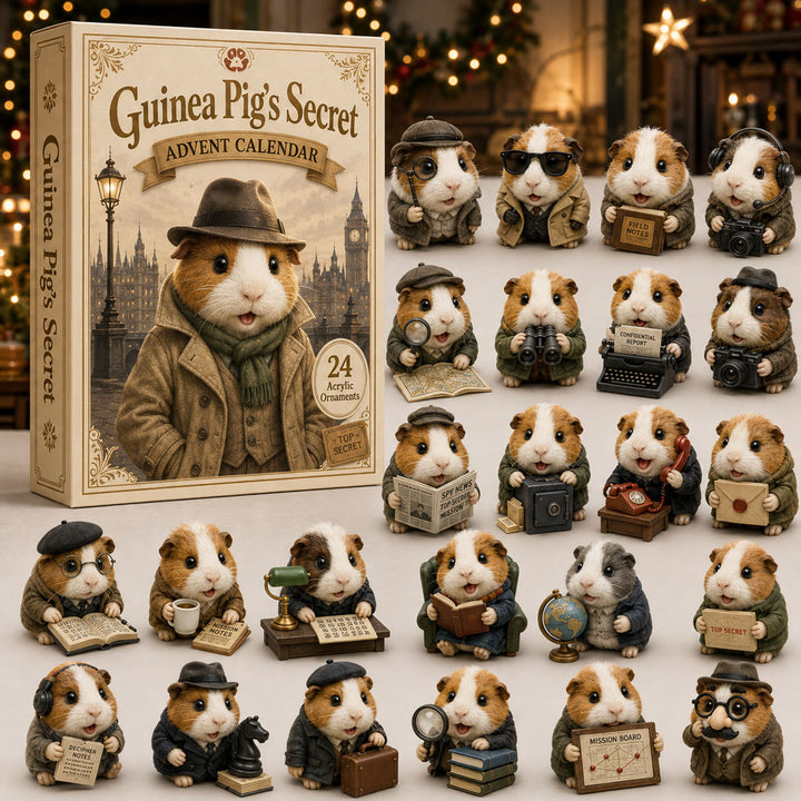 CHRISTMAS KICKOFF 40% OFF - Guinea Pig Secret Agent Advent Calendar 2026 - 24-Day Festive Countdown, Acrylic Charms Blind Box - Gift For Guinea Pig Lovers AC0TH102