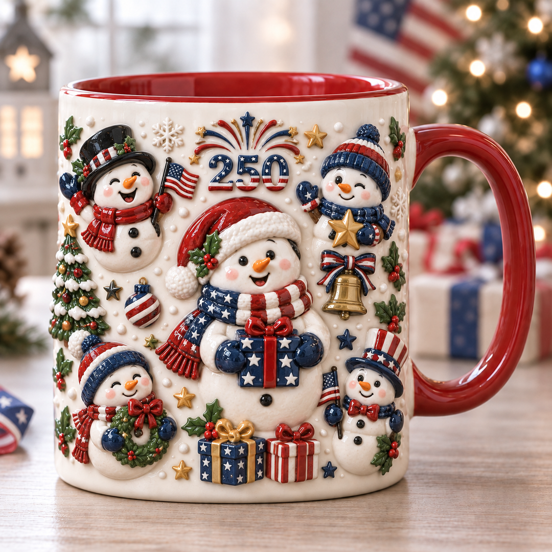 America 250th Christmas Snowman Accent Mug NCU0HA083