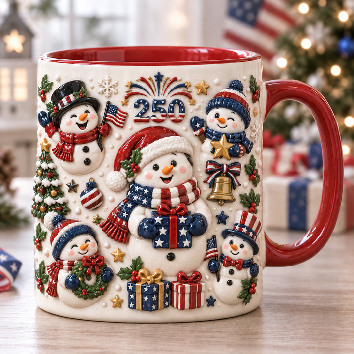 America 250th Christmas Snowman Accent Mug NCU0HA083