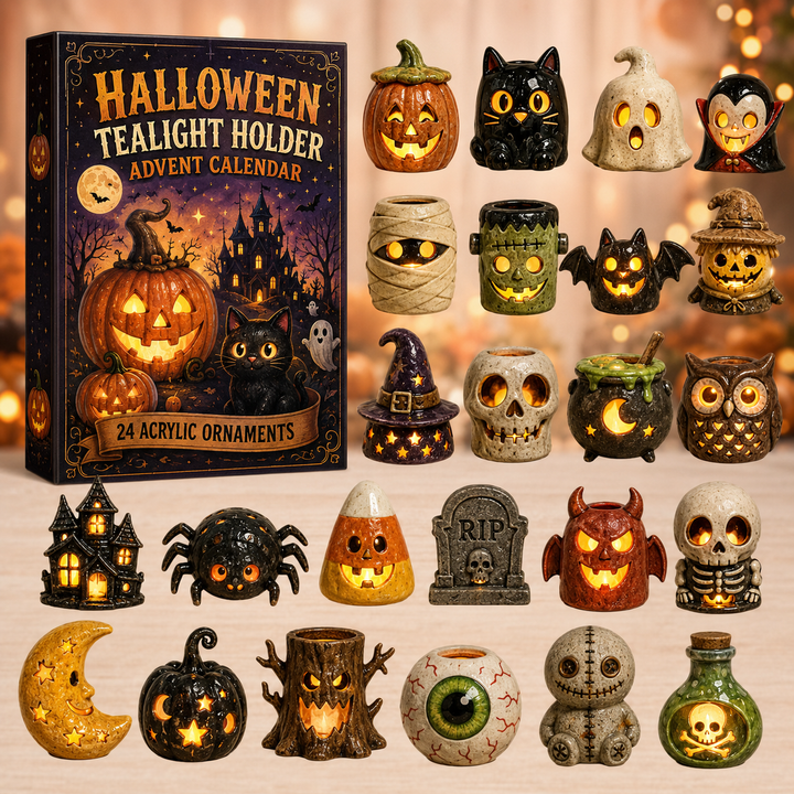 🕷️HALLOWEEN KICKOFF 40% OFF💀 - Halloween Mini Tealight Holder Advent Calendar 2026 - 24 Day Spirits Countdown,Acrylic Charms Blind Box - Gift For Halloween Lovers