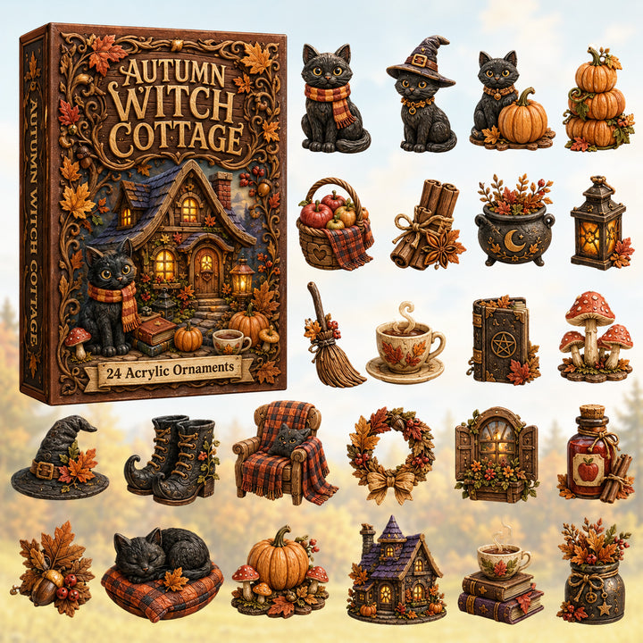 HALLOWEEN KICKOFF 40% OFF - Autumn Witch Cottage Advent Calendar 2026 - 24-Day Festive Countdown, Acrylic Charms Blind Box - Gift For Witch Lovers AC0HT561