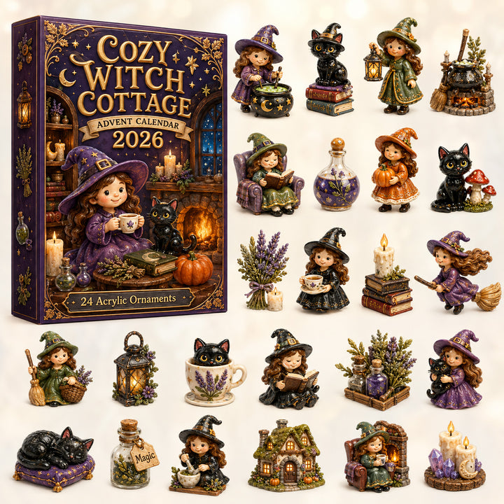 HALLOWEEN KICKOFF 40% OFF - Cozy Witch Cottage Advent Calendar 2026 - 24-Day Festive Countdown, Acrylic Charms Blind Box - Gift For Witch Lovers AC0HT557