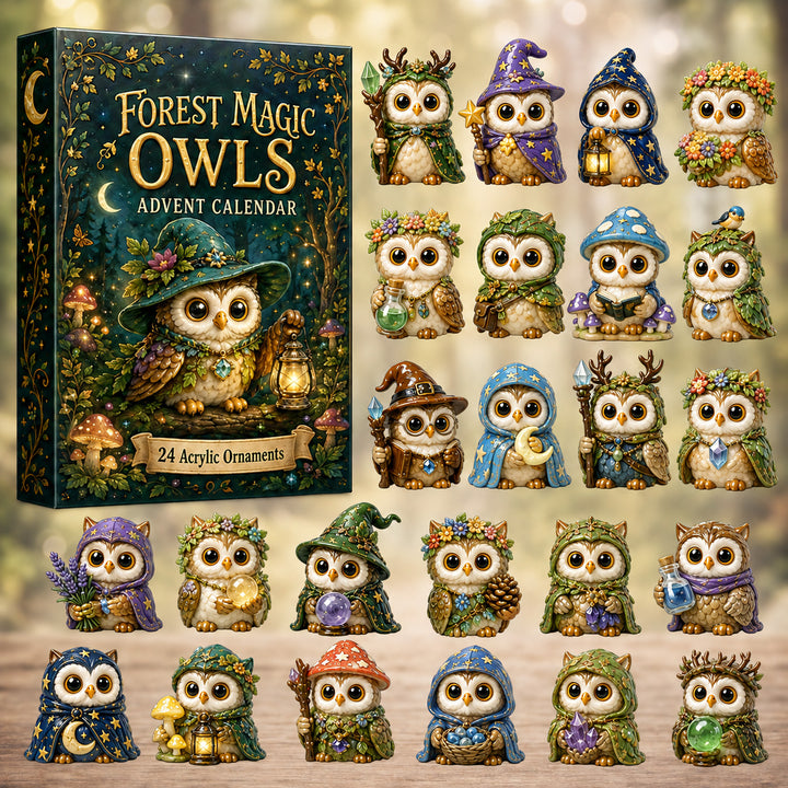 HALLOWEEN KICKOFF 40% OFF - Forest Magic Owls Advent Calendar 2026 - 24-Day Festive Countdown, Acrylic Charms Blind Box - Gift For Owl Lovers AC0HT364