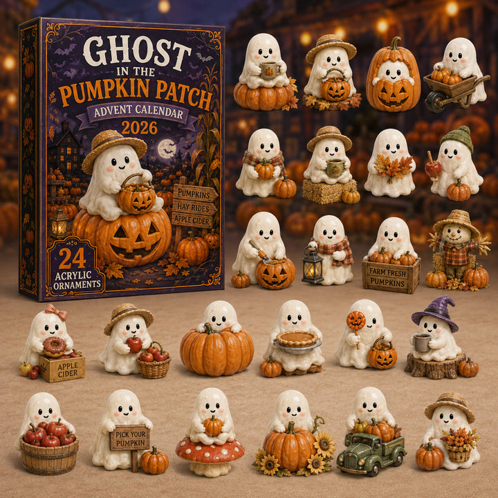 HALLOWEEN KICKOFF 40% OFF - Ghost in the Pumpkin Patch Advent Calendar 2026 - 24-Day Festive Countdown, Acrylic Charms Blind Box - Gift For Family & Friends AC0HT471