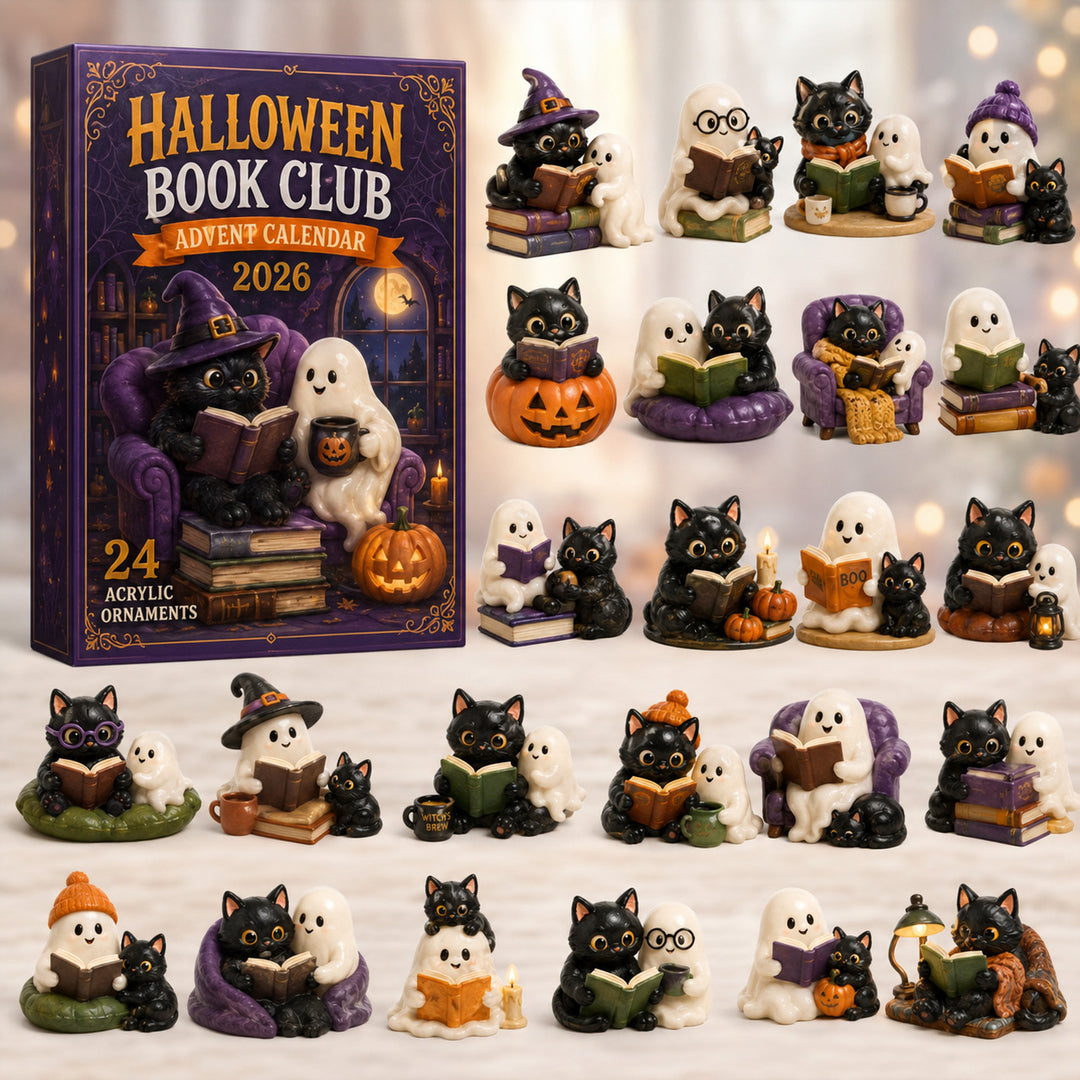 HALLOWEEN KICKOFF 40% OFF - Halloween Book Club Advent Calendar 2026 - 24-Day Festive Countdown, Acrylic Charms Blind Box - Gift For Black Cat Lovers AC0HT453