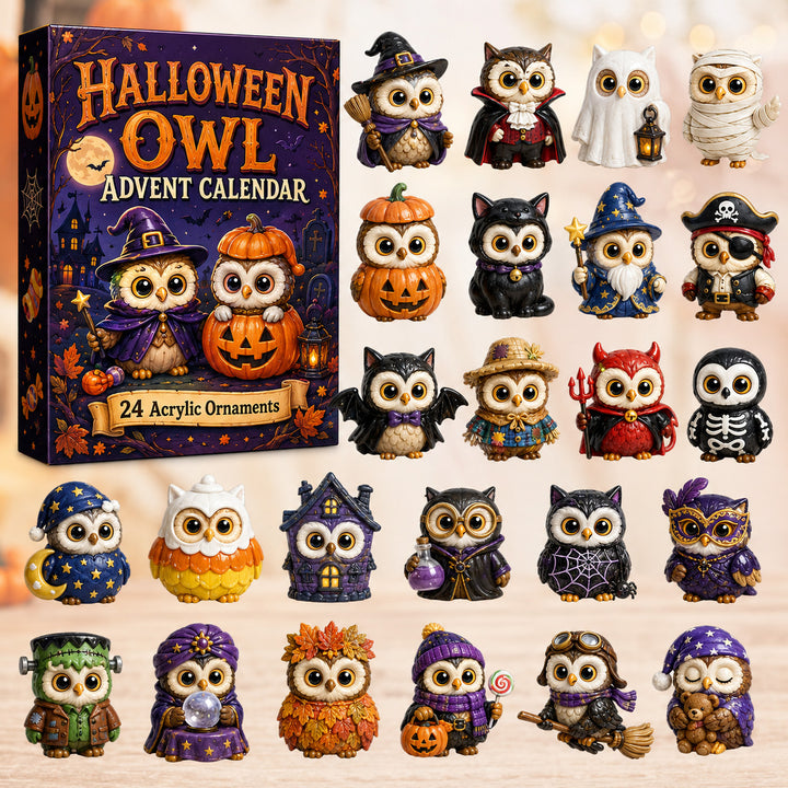 HALLOWEEN KICKOFF 40% OFF - Halloween Owl Advent Calendar 2026 - 24-Day Festive Countdown, Acrylic Charms Blind Box - Gift For Owl Lovers AC0HT367