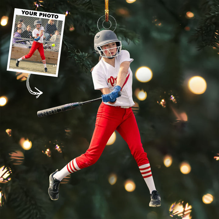 Homerun Hero - Personalized Photo Mica Ornament - Christmas Gift For Softball Lovers, Softball Players