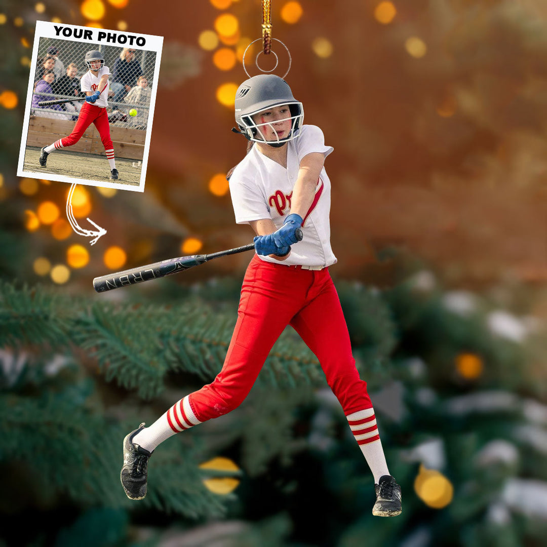 Homerun Hero - Personalized Photo Mica Ornament - Christmas Gift For Softball Lovers, Softball Players