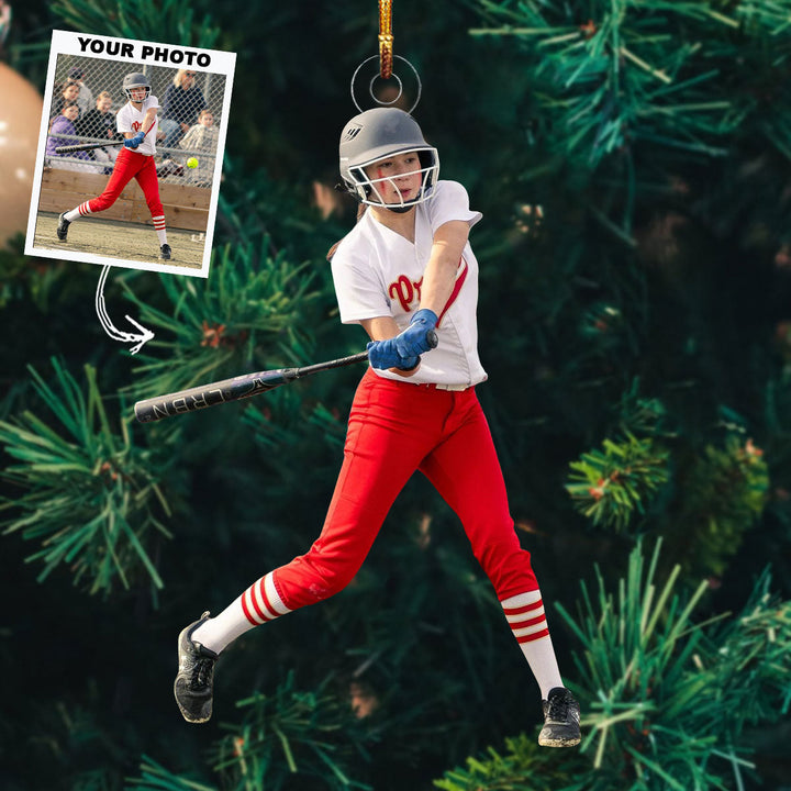 Homerun Hero - Personalized Photo Mica Ornament - Christmas Gift For Softball Lovers, Softball Players