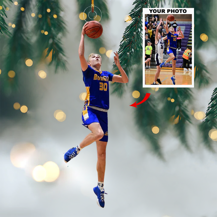 Hoops Fever - Personalized Photo Mica Ornament - Gift For Basketball Players, Basketball Lovers, Family Members