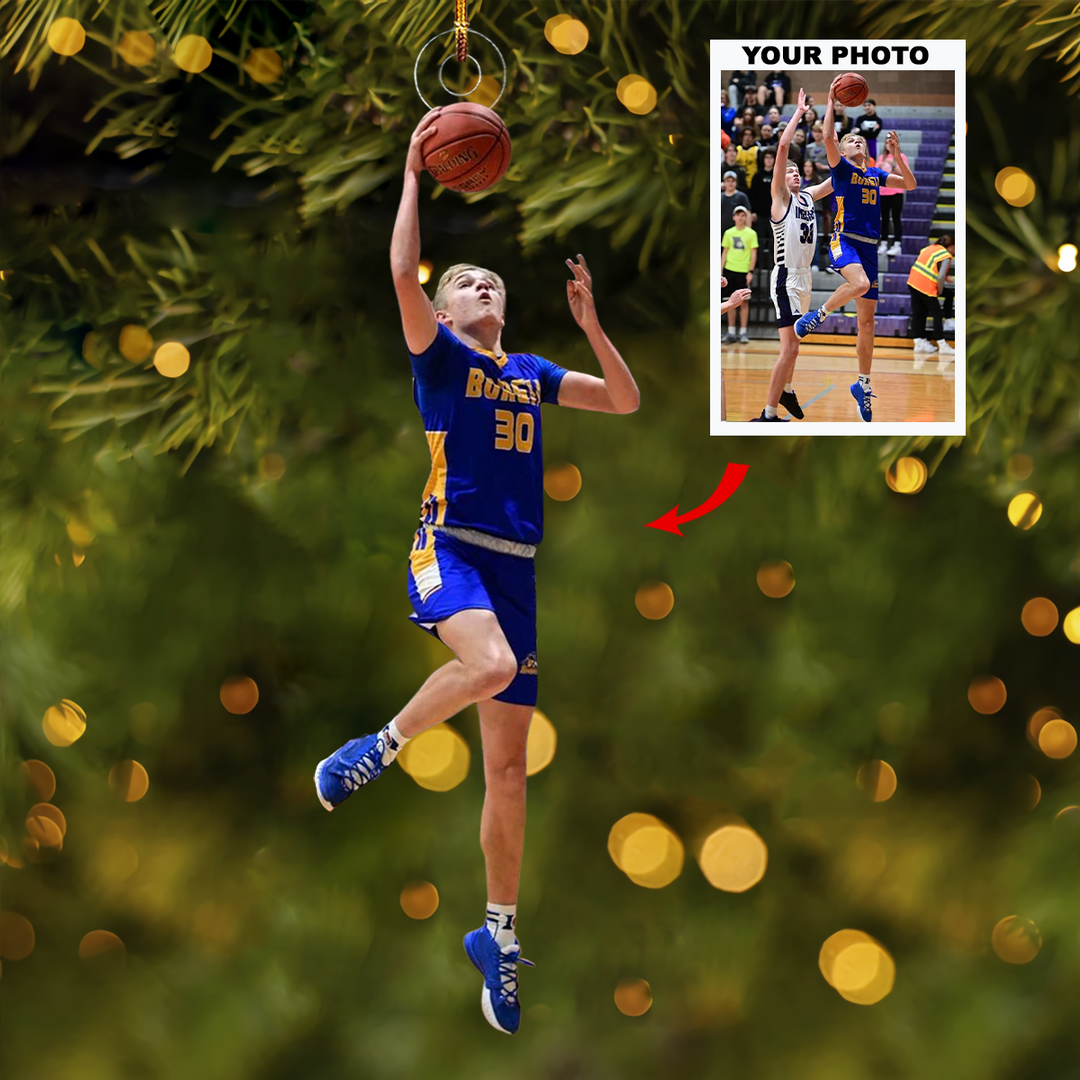 Hoops Fever - Personalized Photo Mica Ornament - Gift For Basketball Players, Basketball Lovers, Family Members