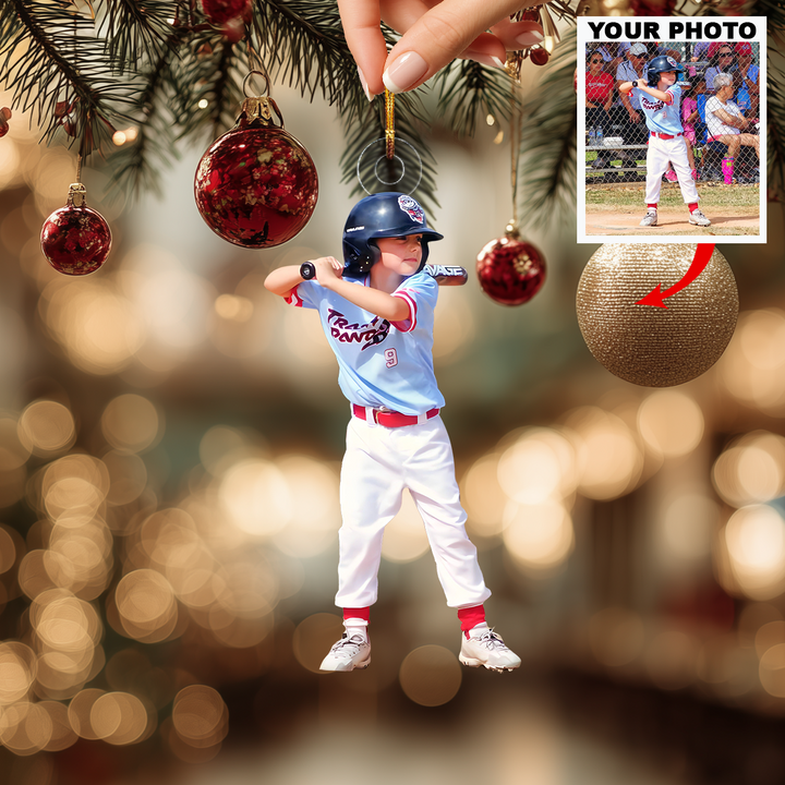 Tiny Bat Heroes - Personalized Photo Mica Ornament - Christmas Gift For Children, Baseball Players