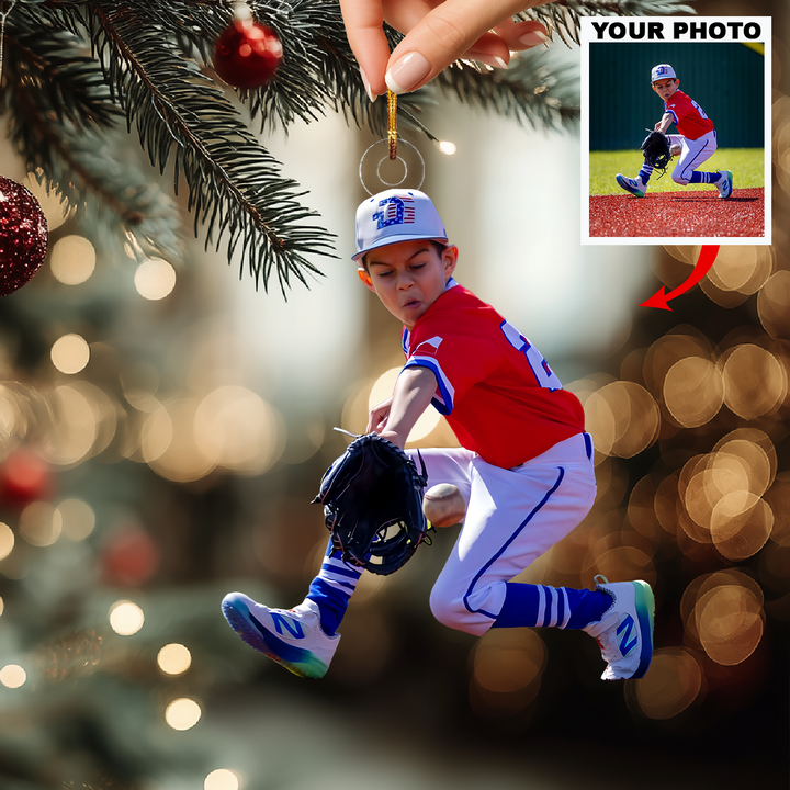 Little Champs Day - Personalized Photo Mica Ornament - Christmas Gift For Children, Baseball Players