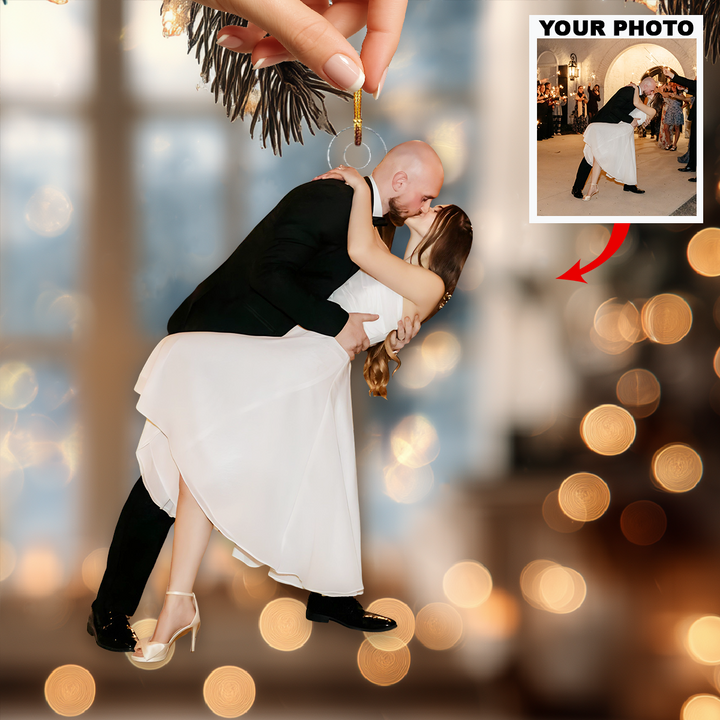 Our Hearts Beat Together - Personalized Photo Mica Ornament - Christmas Gift For Couple, Wedding