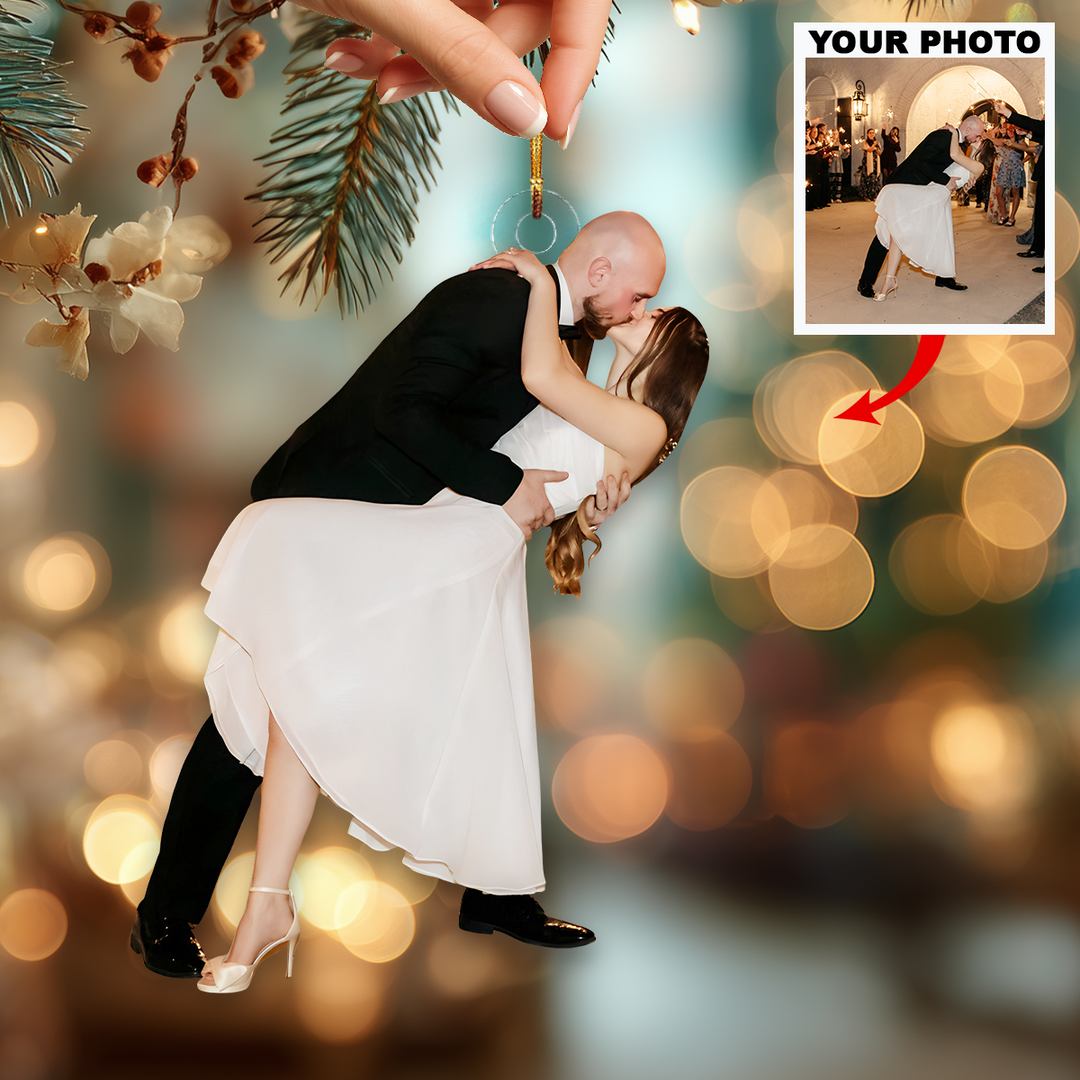Our Hearts Beat Together - Personalized Photo Mica Ornament - Christmas Gift For Couple, Wedding