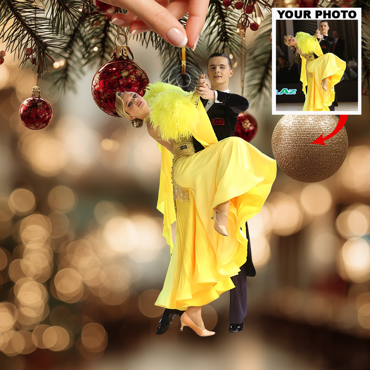 Two Hearts In Motion - Personalized Photo Mica Ornament - Christmas Gift For Couple, Dancers