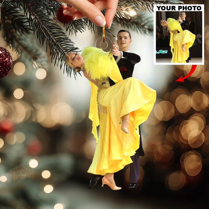 Two Hearts In Motion - Personalized Photo Mica Ornament - Christmas Gift For Couple, Dancers