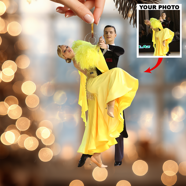 Two Hearts In Motion - Personalized Photo Mica Ornament - Christmas Gift For Couple, Dancers