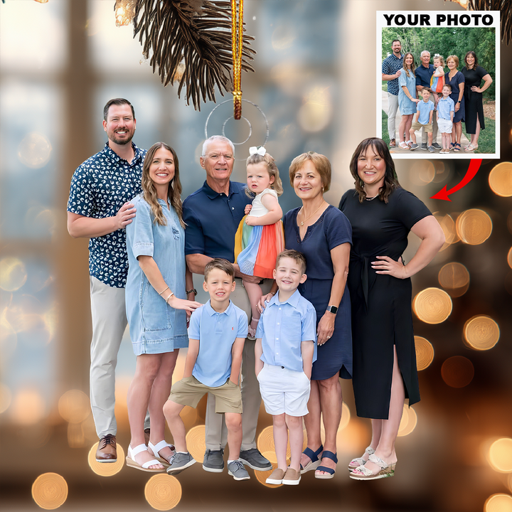 Family Is My Treasure - Personalized Photo Mica Ornament - Christmas Gift For Family Members, Grandparents