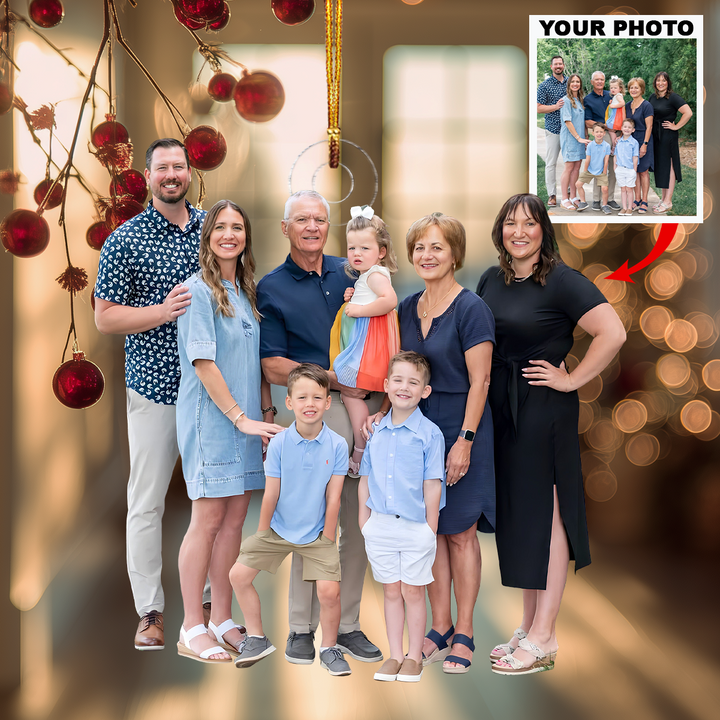 Family Is My Treasure - Personalized Photo Mica Ornament - Christmas Gift For Family Members, Grandparents