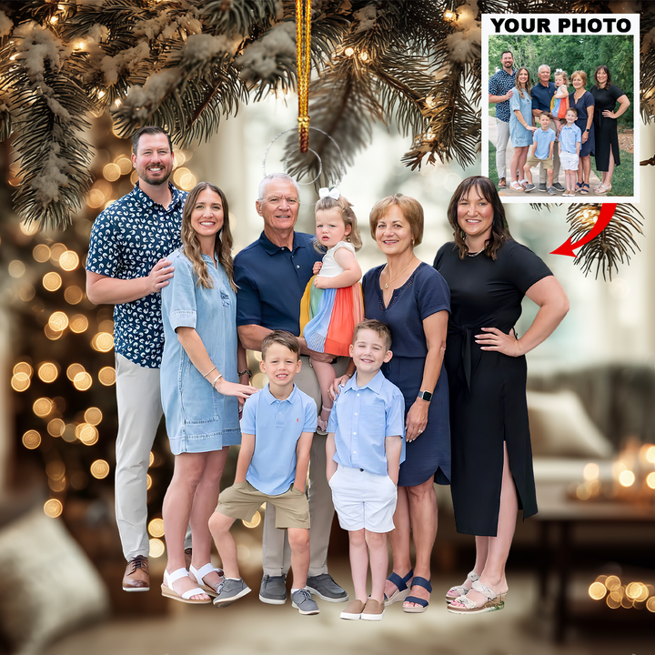 Family Is My Treasure - Personalized Photo Mica Ornament - Christmas Gift For Family Members, Grandparents