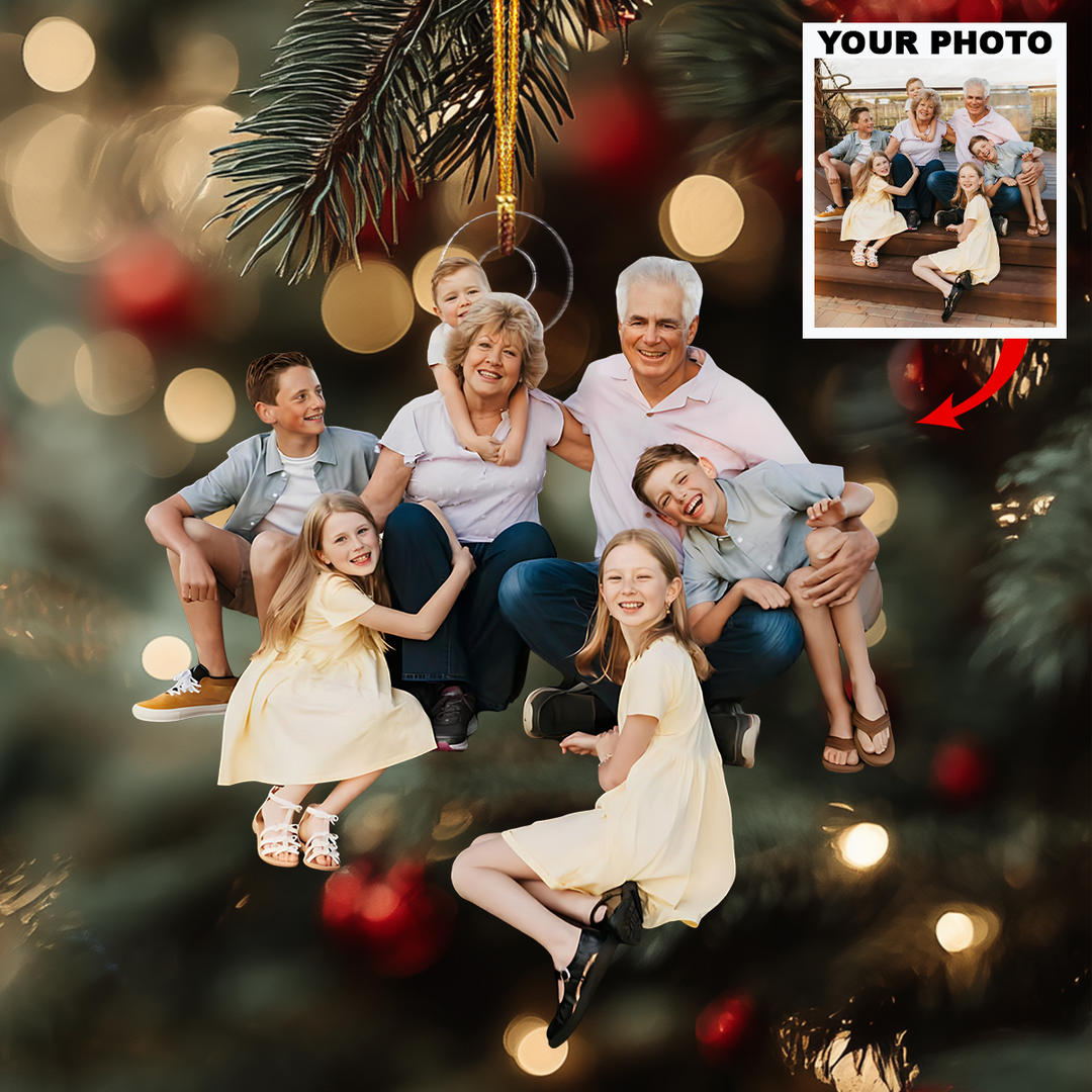 My Family My Home - Personalized Photo Mica Ornament - Christmas Gift For Family Members, Grandparents