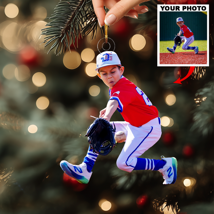 Little Champs Day - Personalized Photo Mica Ornament - Christmas Gift For Children, Baseball Players