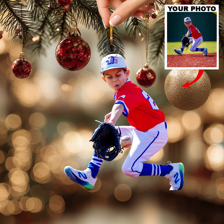 Little Champs Day - Personalized Photo Mica Ornament - Christmas Gift For Children, Baseball Players