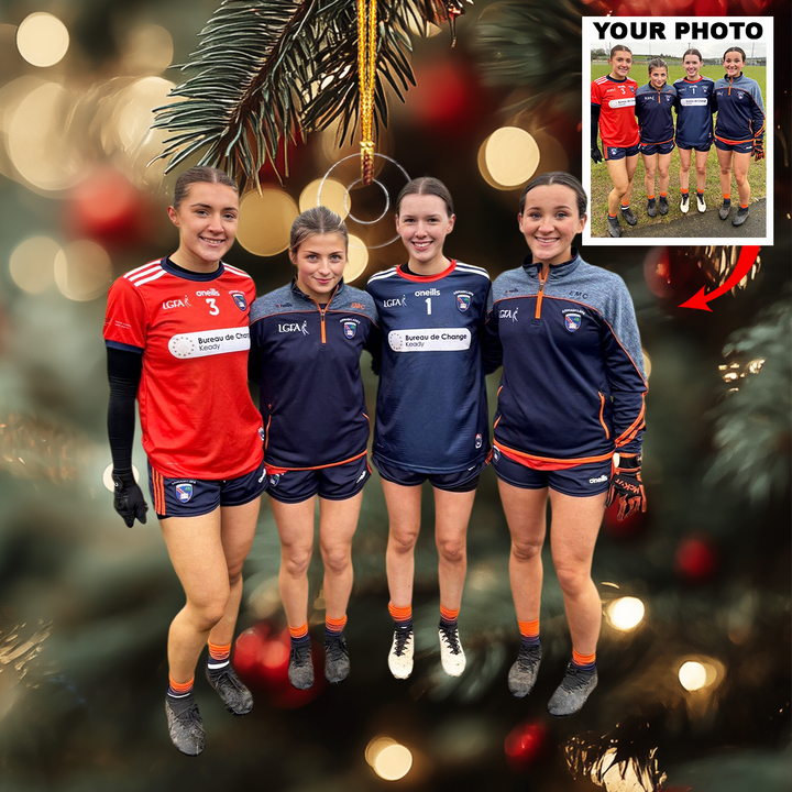 Besties On The Field - Personalized Photo Mica Ornament - Christmas Gift For Sport Players, Besties